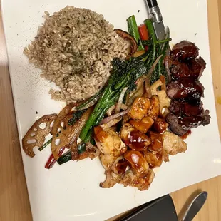 Steak and Chicken Teriyaki with Brown Rice