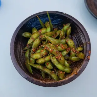 Spicy Garlic Edamame