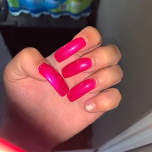 1 week after I got my nails done. Look at the damage to my pinky nail!!