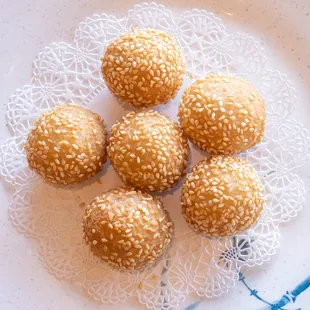 a plate of sesame balls