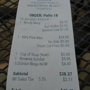 Final tab - lunch #2.