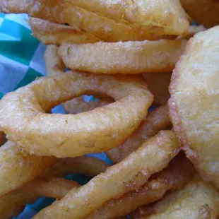 Onion rings, close-up.
