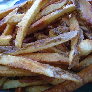 Fresh cut fries, close-up.
