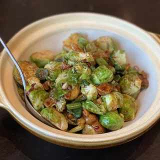 Brussel Sprouts with Pork and Red Chili