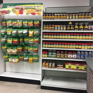 a display of food items