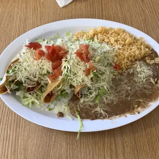 7/11/21 went back to my youth, when I would only get crispy chicken tacos combo. Total 4 crispy chicken tacos with rice and beans.