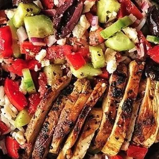 grilled chicken and rice salad