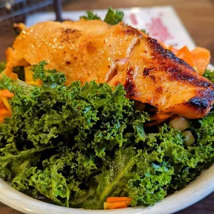 October 27, 2023; Miso and sake charred salmon ($22).