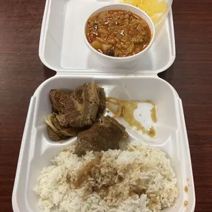 Pork Giniling and Pork Bistek with white rice.