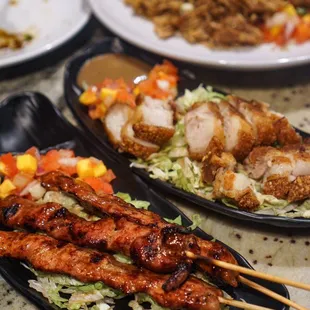 BBQ Pork Skewers and Lechon Kawali - IG: @nelson_eats