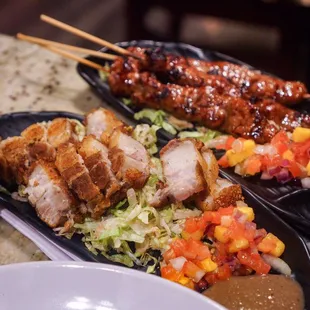 Lechon Kawali and BBQ Pork Skewers - IG: @nelson_eats