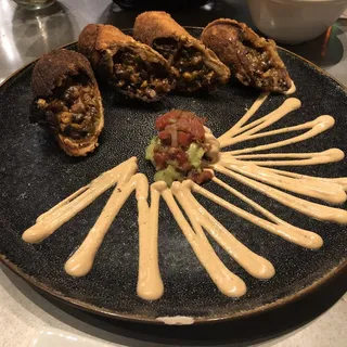 Smoked Chicken and Black Bean Egg Roll