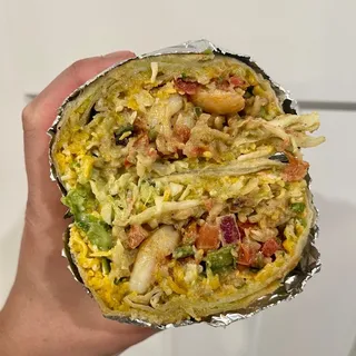 Masa Batter Fried Tiger Shrimp Burrito