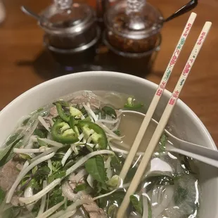 Beef pho was very good.