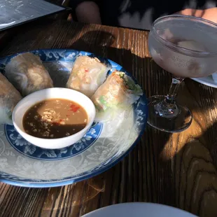 Summer rolls and lychee martini