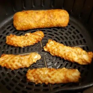 Crispy calamari and curry egg roll leftovers from the air fryer, still awesome