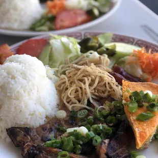 two plates of food on a table