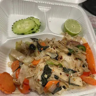 Drunken Noodle with hidden shrimp