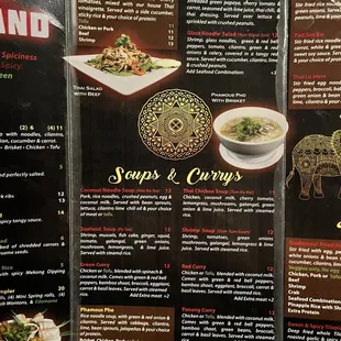 the menu for the restaurant