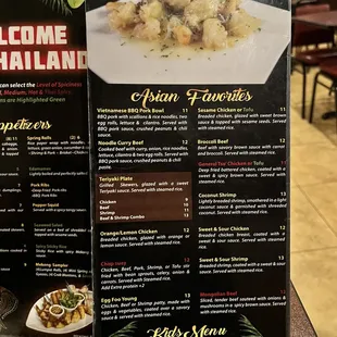 the menu for the restaurant