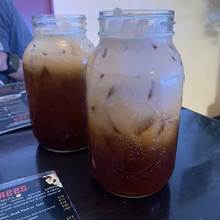 Thai tea! Came in huge glasses.