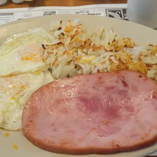 Ham eggs hashbrowns.