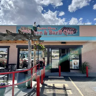 the entrance to the restaurant