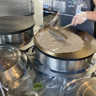 Making a Galette (Buckwheat batter) . . .