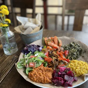 Mela's Vegetarian Platter and Veggie Tibs