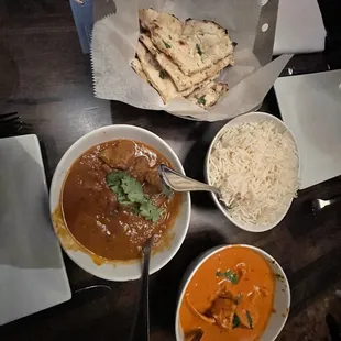 Garlic Naan Bread, Chicken Tikka, Lamb Curry