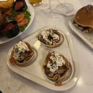 Fish taco bowls were incredible as well as the cheddar bacon cheeseburger!