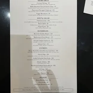 The restaurant menu.
