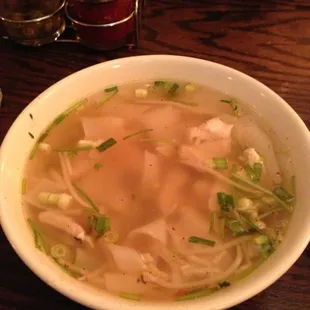 Thai spicy chicken noodle soup.