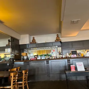 a restaurant with a bar and chairs