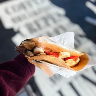 Strawberry, banana, and Nutella crepe