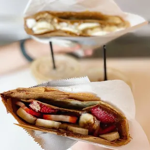 Strawberry, banana and Nutella crepe &amp; the sweet tooth crepe with cookie butter