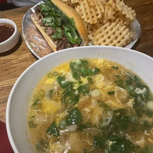 Egg Drop Soup &amp; pork bahn mi