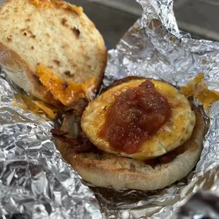 Bacon &amp; egg sandwich.