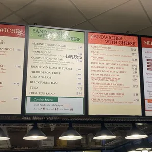 Sandwich menu