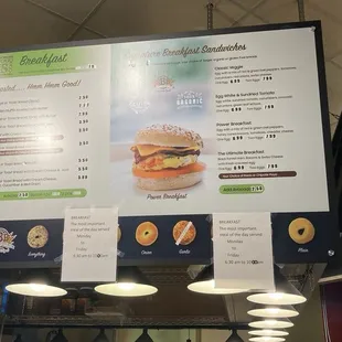 Breakfast sandwich menu