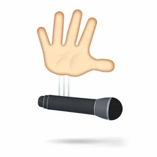 a hand holding a microphone