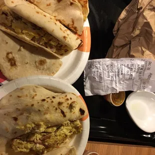 Receipt doesn't show any bacon and egg at all