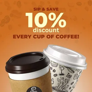 Sip &amp; Save: 10% Off Every Cup of Coffee Today