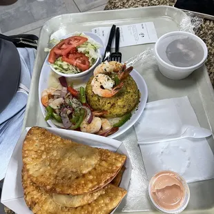 Mofongo With Shrimp and Epinada de Pollo