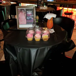 a table with drinks and drinks