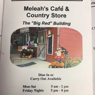 the menu for the big red building