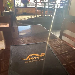 Menu and front seating area