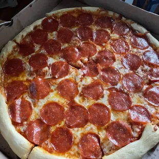 Large pie with pepperoni