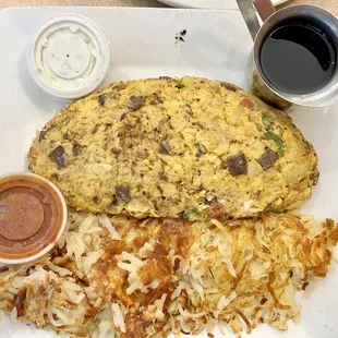 Meli Greek Omelet with Hash Browns