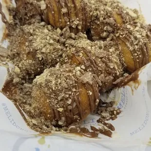 a close up of a donut